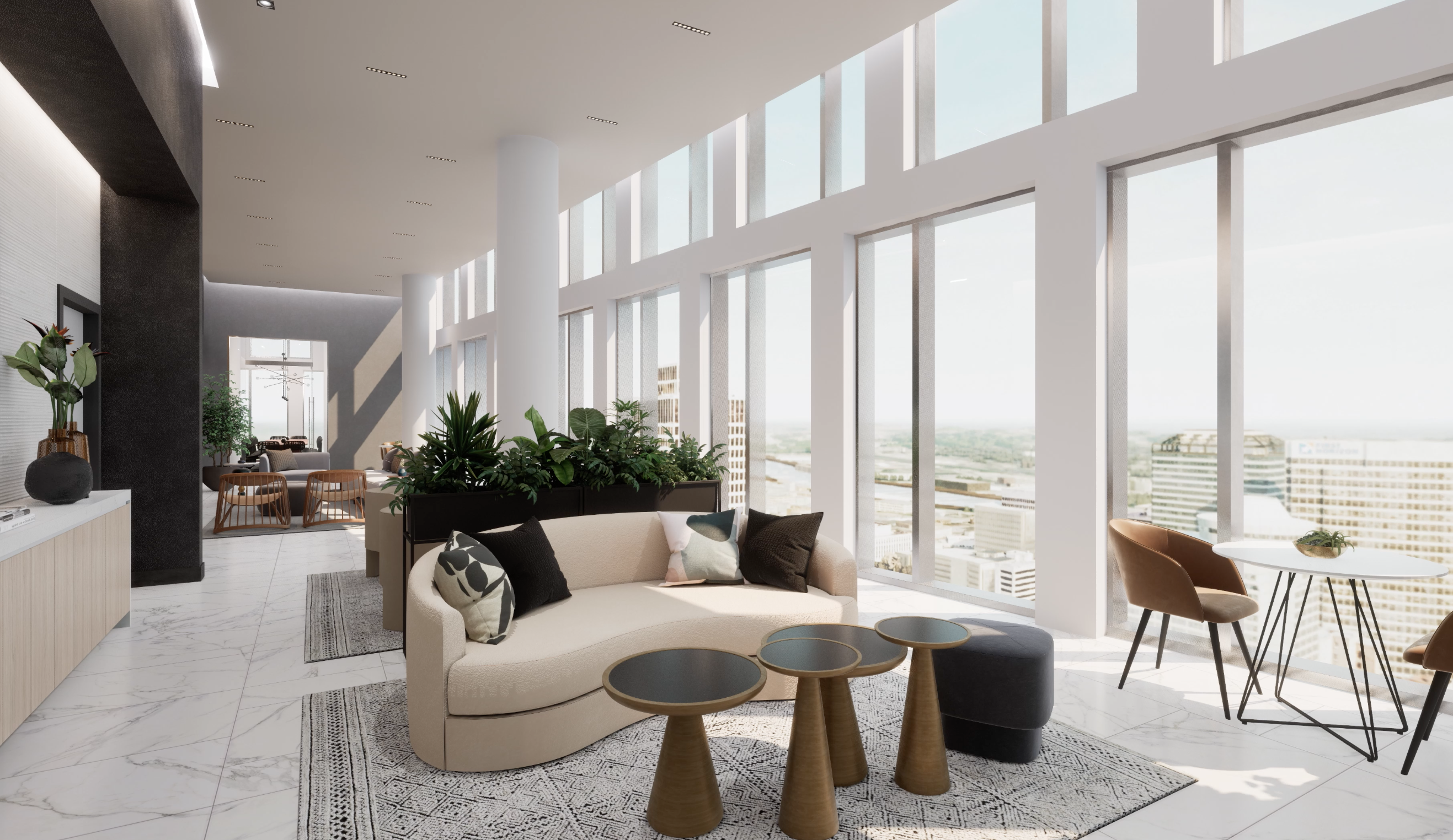rendering of 34th floor lounge