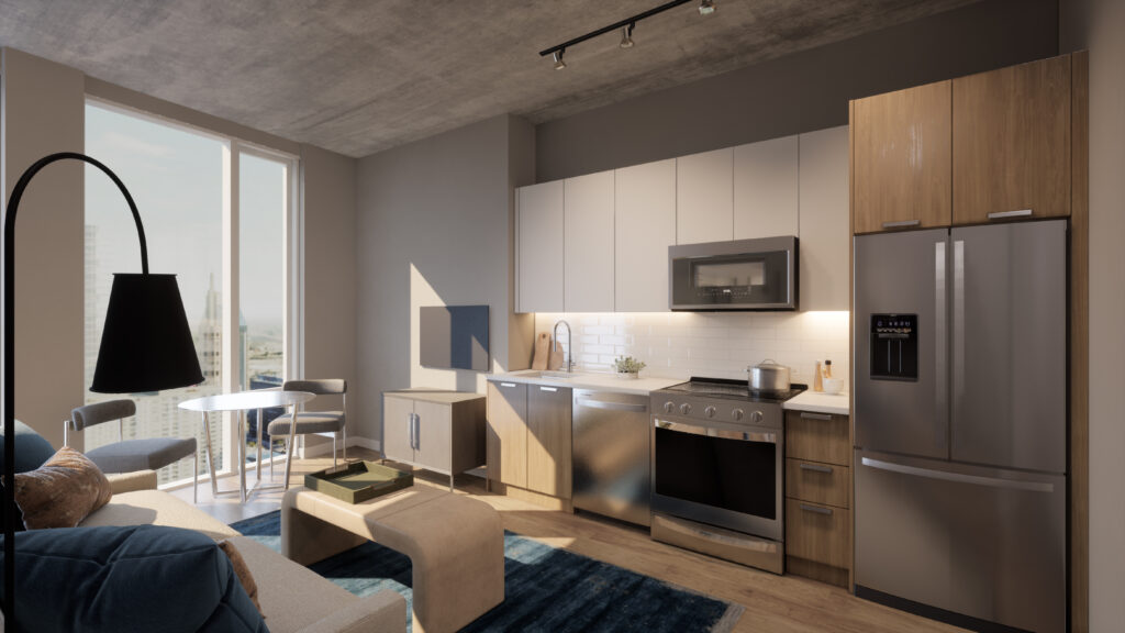 rendering of kitchen in unit 5A