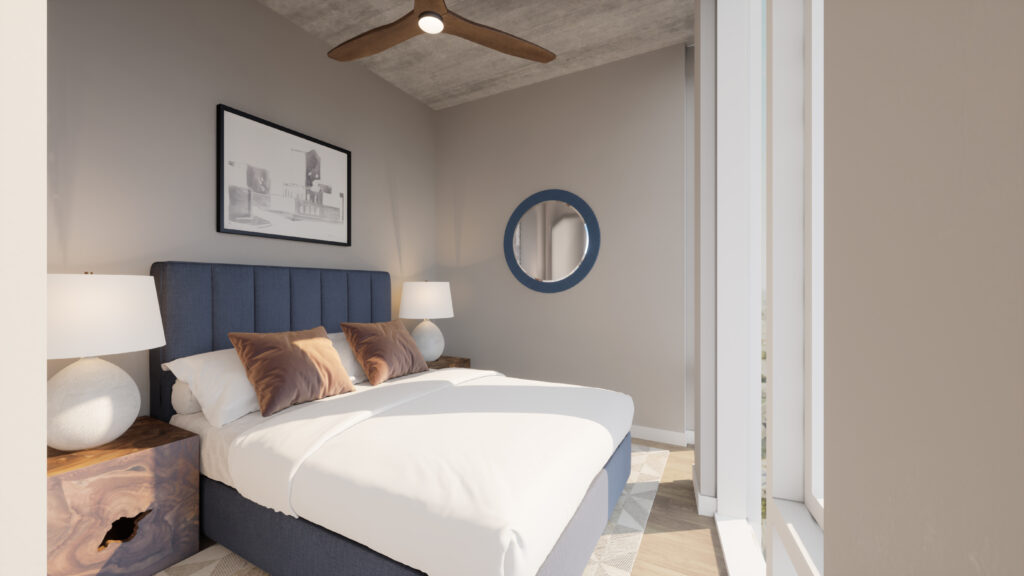 rendering of bedroom in unit 5A