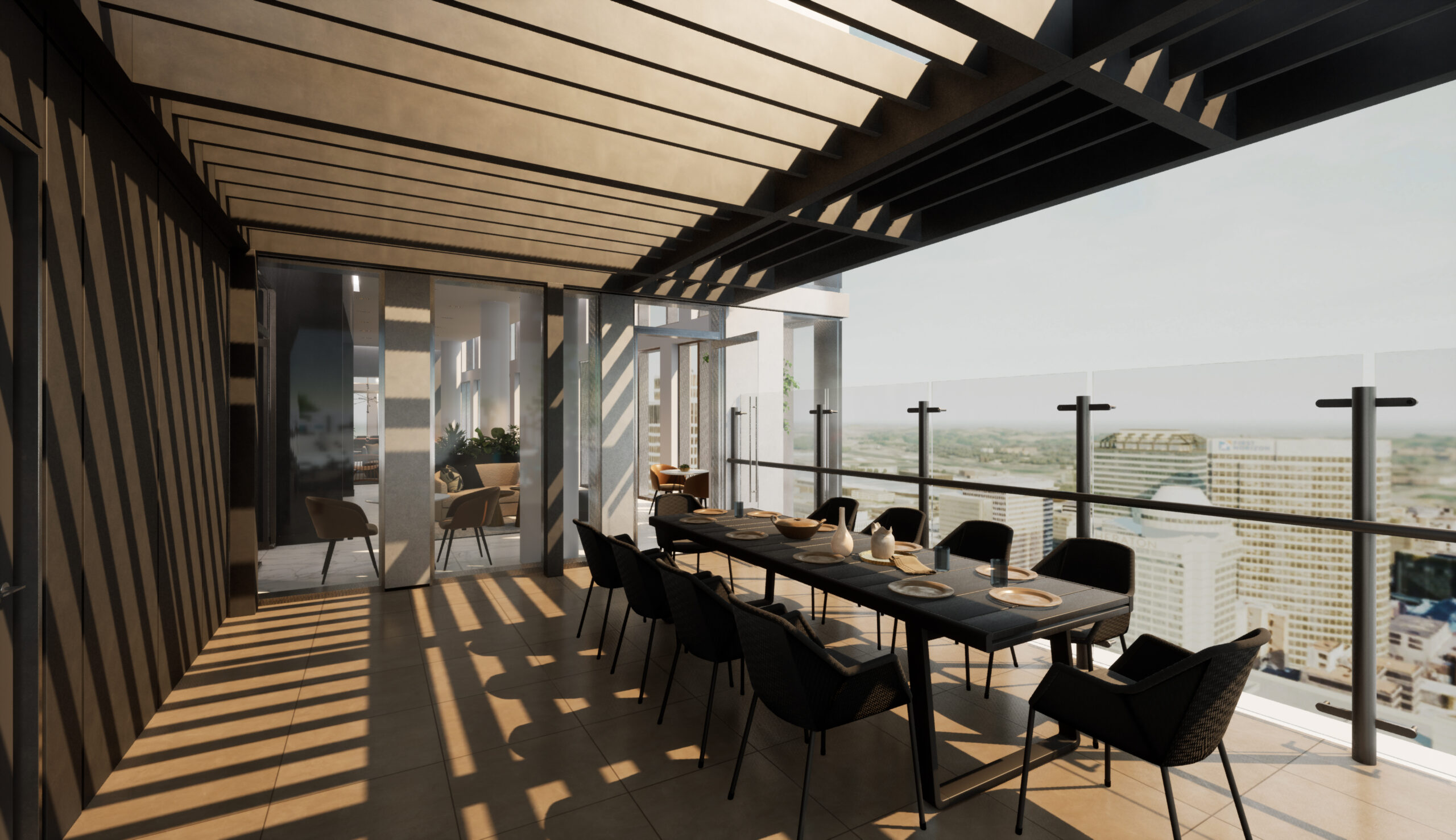 rendering of rooftop dining area